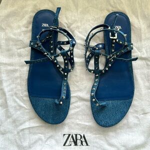 Brand New Zara Denim Gladiator-Style Sandals